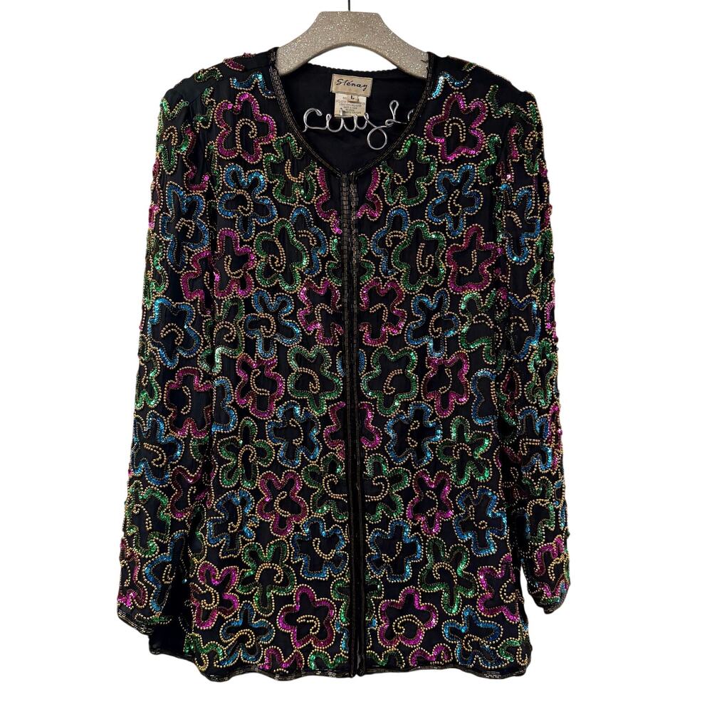Stenay Beaded Sequin Floral Jacket Large Vintage